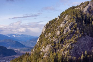 Rocky uçurumları Squamish, BC, Kanada 'daki Chief Mountain' da. Doğa Arkaplanı. Güneşli bir gün.
