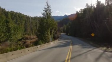 Kanada doğasında Port Alberni 'den Tofino' ya Manzaralı Yol. Pacific Rim Hwy, Vancouver Adası, British Columbia, Kanada.