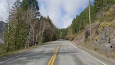 Kanada doğasında Port Alberni 'den Tofino' ya Manzaralı Yol. Pacific Rim Hwy, Vancouver Adası, British Columbia, Kanada.