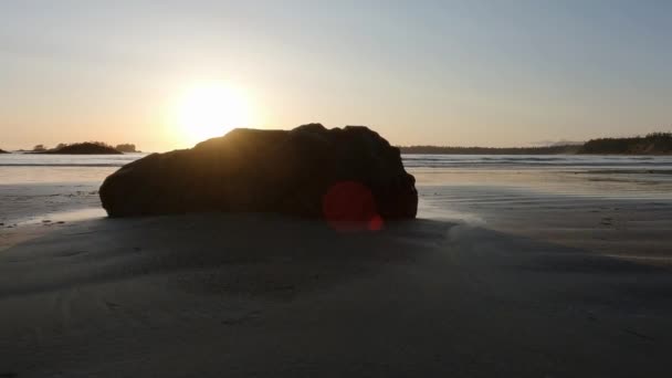 Sandy Beach Sur Côte Ouest Océan Pacifique Coucher Soleil Près — Video