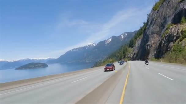 Guidare Mare Sky Highway Tra Squamish Vancouver Canada Cielo Nuvoloso — Video Stock