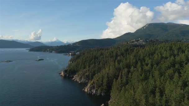 Rocky Shore Csendes Óceán Nyugati Partján Naplementekor Aerial Cinematic View — Stock videók