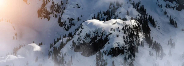 Pokryte Śniegiem Szczyty Górskie Kanadyjskim Krajobrazie Przyrody Powietrza Niedaleko Squamish — Zdjęcie stockowe