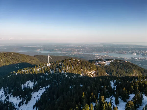 Top Grouse Mountain City Background Aerial View Vancouver British Columbia — Stock Photo, Image