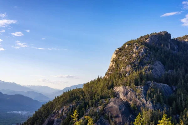 カナダ自然景観のロッキーマウンテンクリフと緑の木 カナダのブリティッシュコロンビア州のスカミッシュ — ストック写真