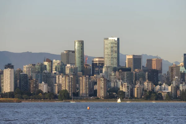 Edifícios Cidade Costa Oeste Oceano Pacífico Downtown Vancouver Canadá Pôr — Fotografia de Stock