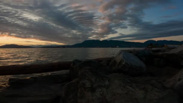 Jericho Beach Dramatiska Solnedgången Vancouver British Columbia Kanada Slow Motion — Stockvideo