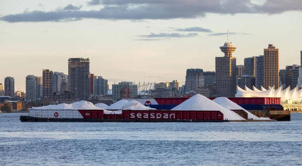 Vancouver Canada June 2023 Seaspan Container Boat Material Goods Downtown — Stock Photo, Image
