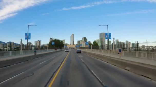 Downtown Vancouver British Columbia Canada Червня 2023 Driving Burrard Bridge — стокове відео