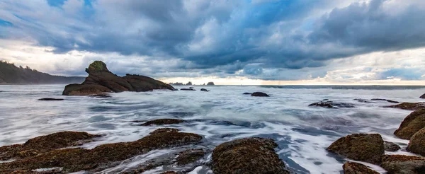 Orilla Rocosa Costa Oeste Del Océano Pacífico Washington Antecedentes — Foto de Stock
