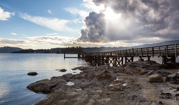 Wooden Pier Pacific Ocean Coast City Park Belcarra Vancouver Canada — Stock Photo, Image