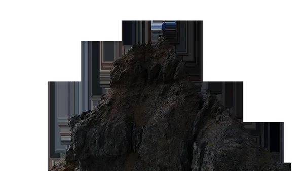 人类远足者在岩石山顶上的冒险组合 3D渲染高峰 Png Cutout 自由概念 — 图库照片