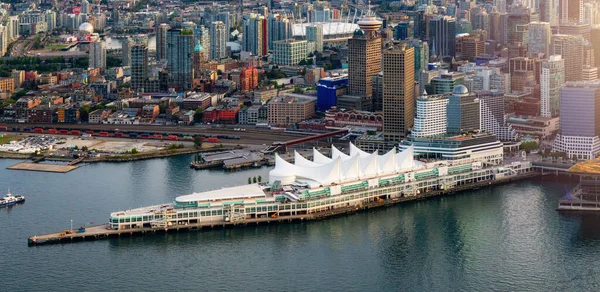 Coal Harbour Port Och Moderna Centrum Flygutsikt Vancouver Kanada — Stockfoto