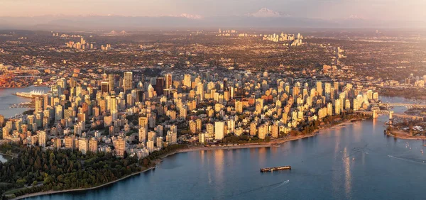 Letecký Pohled Stanley Park Downtown Vancouver City Pobřeží Oceánu Západ — Stock fotografie
