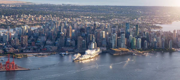 Canada Place Downtown Vancouver British Columbia Canada Aerial Modern Cityscape — Stock Photo, Image