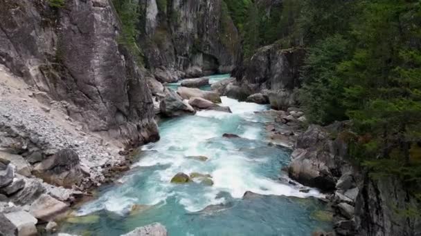 Река Каньоне Скалистых Гор Британская Колумбия Канада Воздушный Фон Природы — стоковое видео