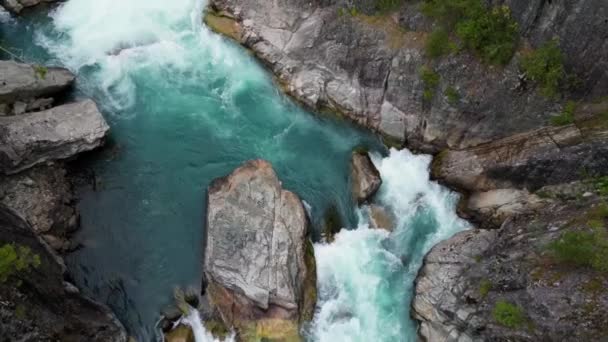 Река Каньоне Скалистых Гор Британская Колумбия Канада Воздушный Фон Природы — стоковое видео