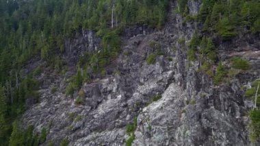 Rocky Dağı 'nın hava sineması manzarası. Bulutlu güneşli bir gün. British Columbia, Kanada 'da çekilmiş. Doğa Arkaplanı.