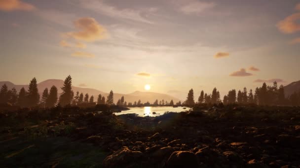 Чарівна Гірська Сцена Природі Заході Або Сході Сонця Відтворення Ландшафту — стокове відео
