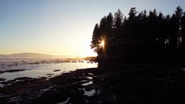 太平洋岸のロッキーショア サニー サンセット バンクーバー島 カナダ — ストック動画