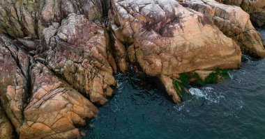 Pasifik Okyanusu kıyısındaki Rocky Shore. Vancouver Adası, BC, Kanada. Doğa Arkaplanı.