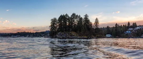 Rocky Shore Mountain Landscape Indian Arm Vancouver Canada Panorama Sunset — Stock Photo, Image