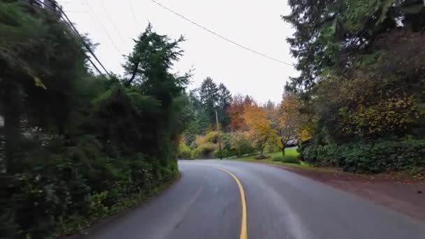 Dirigir Curvy Road Horseshoe Bay West Vancouver Canadá Temporada Outono — Vídeo de Stock
