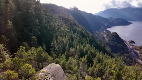 山地绿树 加拿大自然景观背景 加拿大不列颠哥伦比亚省的章鱼 慢动作电影 — 图库视频影像