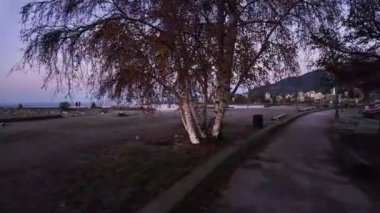 Batı Vancouver, Ambleside 'da Manzaralı Deniz. Günbatımı, Sonbahar sezonu. Vancouver, British Columbia Kanada.