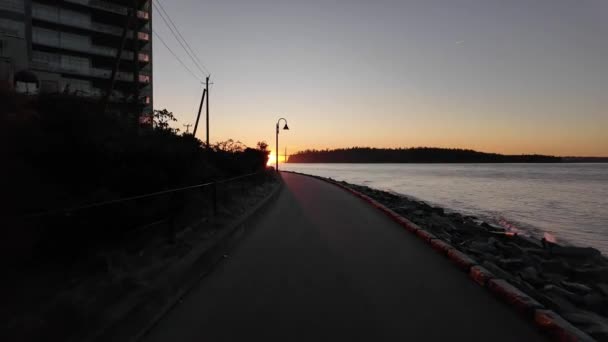 Scenic Seawall Ambleside West Vancouver Sunset Fall Season Vancouver British — Stock Video