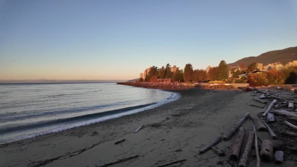 Beau Coucher Soleil Scenic Beach West Vancouver Ambleside Saison Automne — Video