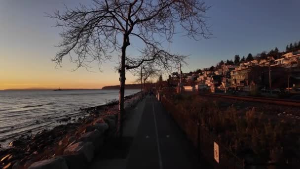 Scenic Seawall Ambleside West Vancouver Coucher Soleil Saison Automne Vancouver — Video