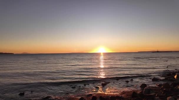 Schöner Sonnenuntergang Scenic Beach West Vancouver Ambleside Herbstzeit Vancouver British — Stockvideo