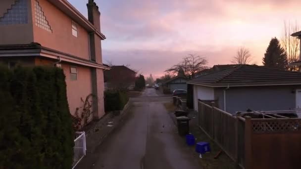 Suburban Neighborhood Alley Homes Sunset Saison Automne Burnaby Vancouver Colombie — Video