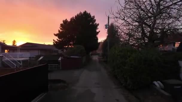 Suburban Neighborhood Alley Homes Sunset Saison Automne Burnaby Vancouver Colombie — Video