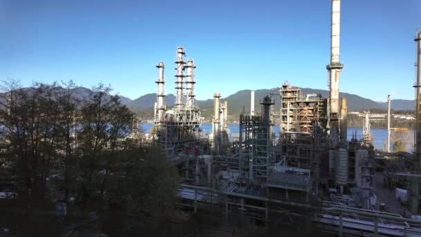 Kilátás Egy Ipari Olajfinomító Üzem Burnaby Greater Vancouver Brit Columbia — Stock videók