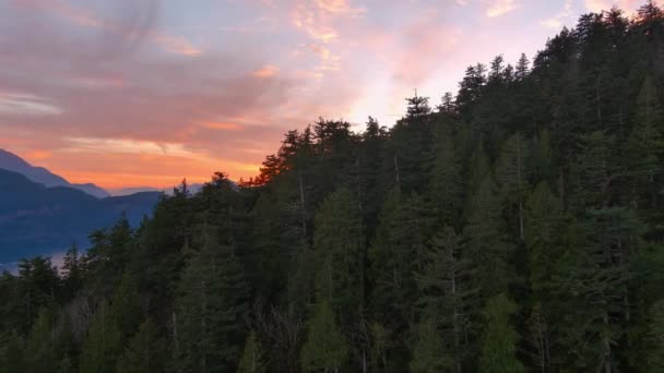 Scénická Horská Krajina Stromy Howe Sound Podzimní Sezóna Dramatický Západ — Stock video