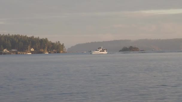 Barco Océano Costa Oeste Isla Vancouver Canadá — Vídeos de Stock