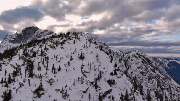 加拿大自然中的白雪覆盖的山顶 加拿大不列颠哥伦比亚偏远地区 — 图库视频影像