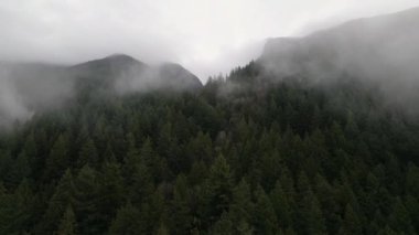 Howe Sound sabah boyunca Bulutlar ve Sis ile kaplıydı. Hava Panoraması. BC, Kanada.