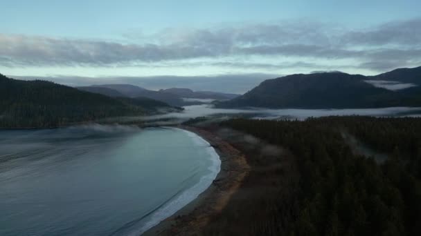 Pacific Ocean West Coast Canadian Landscape Aéreo Port Renfrew Vancouver — Vídeo de Stock