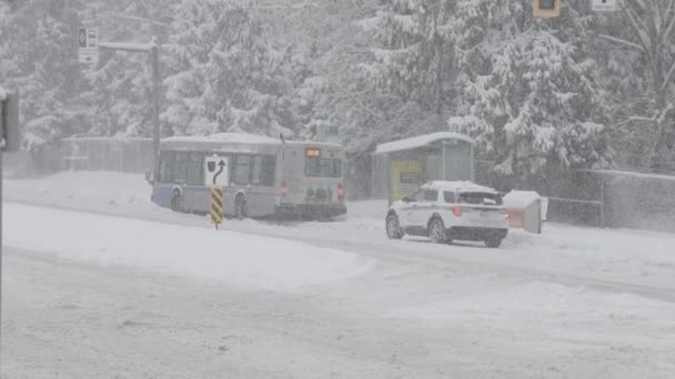 Burnaby Vancouver Kanada Ocak 2024 Şiddetli Kar Fırtınasında Kamu Taşımacılık — Stok video