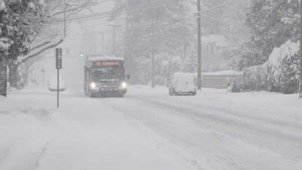 Burnaby Vancouver Kanada Ledna 2024 Autobusy Hromadné Dopravy Jedoucí Zasněžené — Stock video
