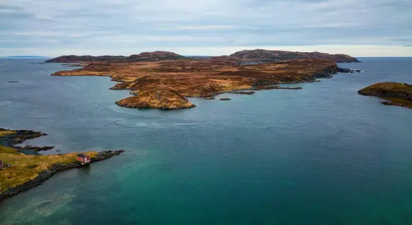 Kusten Atlantens Östkust Flygfoto Natur Bakgrund Solig Blå Himmel Newfoundland — Stockfoto