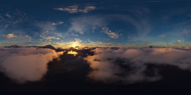 Bulutlar ve Dağ manzarasının dramatik hava manzarası. Doğa Arkaplanı. 3d Hazırlama