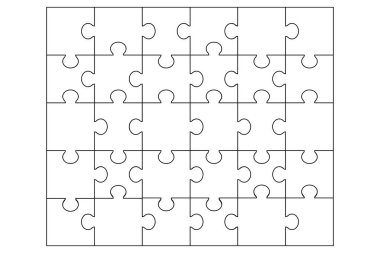 Boş yapboz parçalarının temiz bir vektör tasarımı. Eğitim, oyun ve yaratıcılıkla ilgili görseller için ideal.