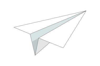 Minimalist origami paper airplane isolated on a white background.