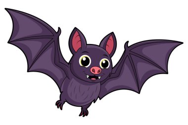 Tatlı Çizgi film Yarasa Cadılar Bayramı Vektörü İllüstrasyonu