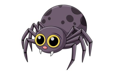 Cadılar Bayramı için şirin çizgi film Örümcek Vektörü İllüstrasyonu ve Çocuk Tasarımı