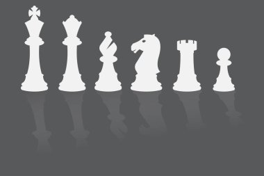 Beyaz Satranç Parçaları Siluet Vektörü